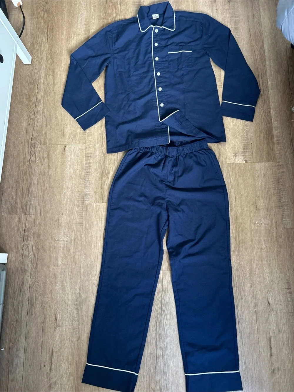 Crewcuts Navy Pajama Set with White Piping